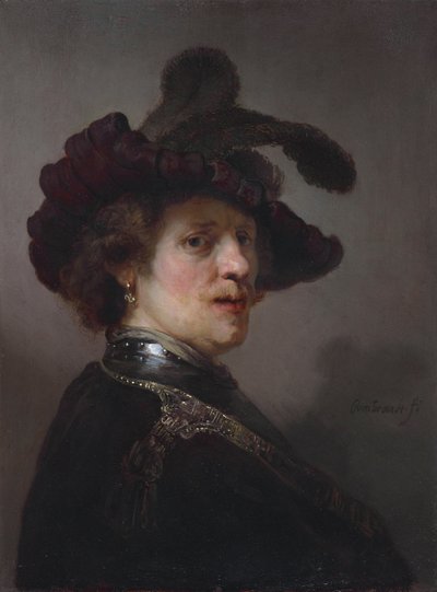 Tronie of a Man with a Feathered Beret by Rembrandt van Rijn